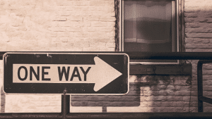 One way road sign